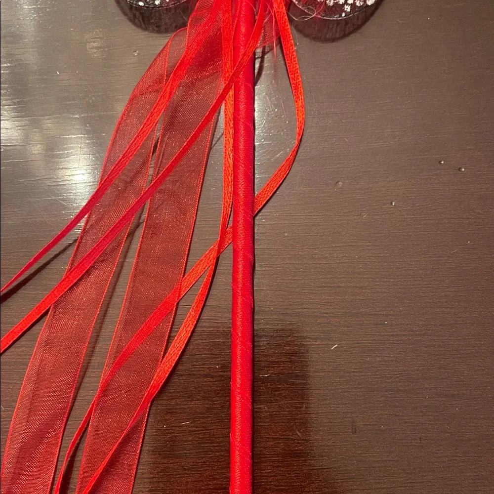 Red butterfly Fairy Wand Party Favors with Maribou and ribbons set of 20